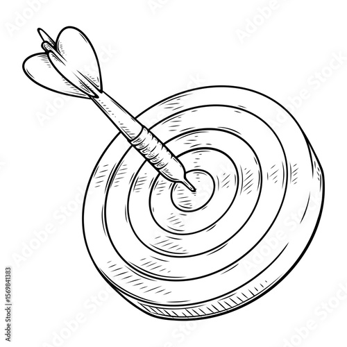dart board target line art hand drawn illustration
