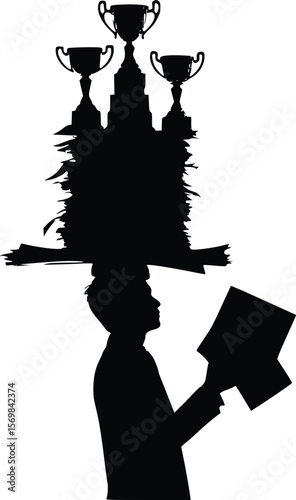 Overachiever on Paper Silhouette - Trophy Collector