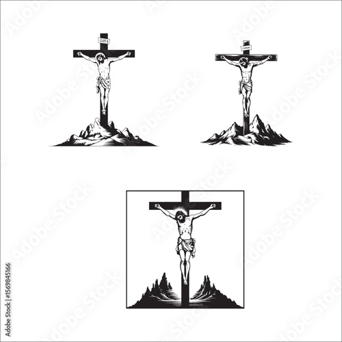 Jesus Christ Crucifixion and Cross Silhouette Vector Set Religious Faith & Easter Symbols
Black Cross & Crucifix Icons Collection Christian Religion, Faith, and Spiritual Art
Holy Crosses and Jesus
