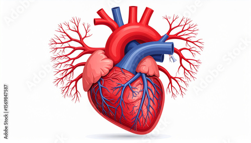 Human Heart Anatomy Detailed Illustration of Cardiovascular System