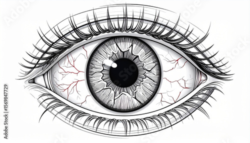 Intricate Detailed Eye Drawing High-Resolution Illustration of a Human Eye