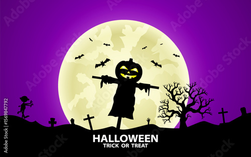 Dark spooky halloween background with scary elements. vector illustration.