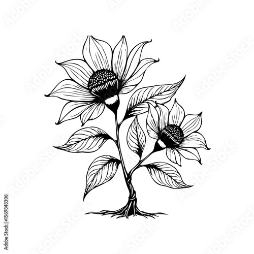Elegant floral illustration showcasing delicate flower petals leaves and intricate details creating a botanical masterpiece perfect for design projects