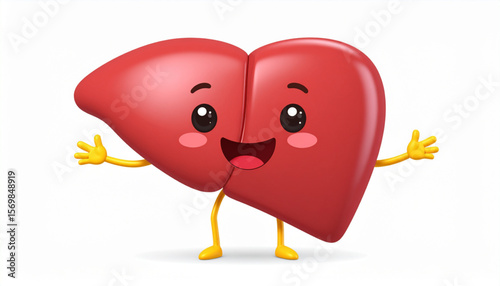 Cute Cartoon Liver Character Illustration  Happy and Healthy Organ