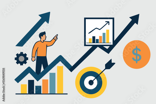 Flat Style Business Growth and Innovation Vector Illustration
