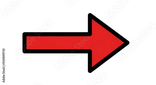 A red arrow pointing to the right with a black outline on a black background in a simple graphic