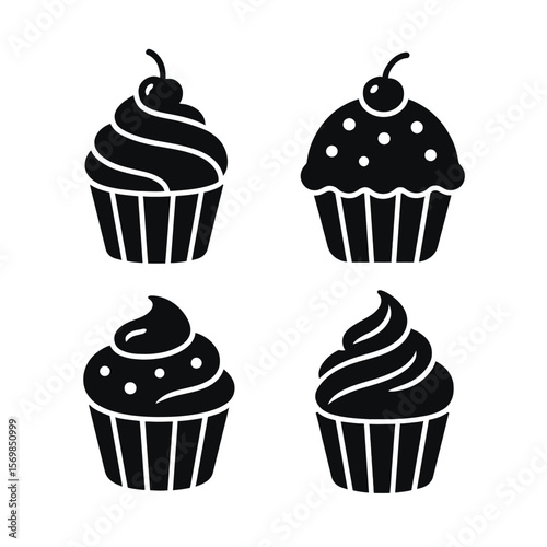 Delicious Cupcake Icons: Perfect for Baking Blogs, Menus & Dessert Designs