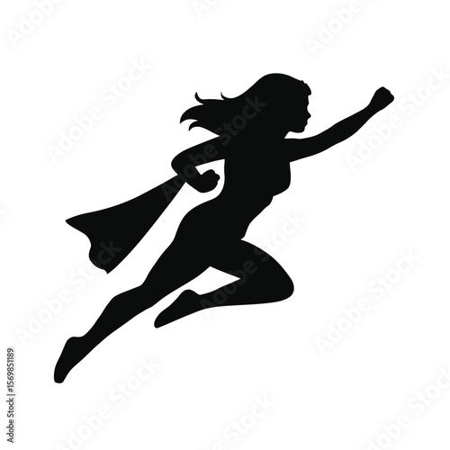 Empowering Silhouette: A Woman in Flight - Symbol of Strength and Progress