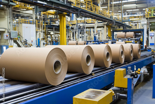 High-quality large paper towel rolls in a manufacturing facility Generative AI