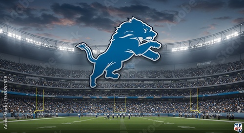 Lion emblem in full stadium