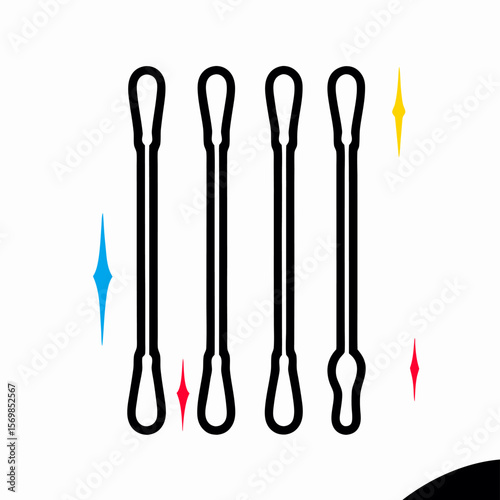 Four Cotton Swabs, Clean, Simple Icon, Healthcare