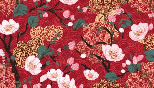 seamless chinoiserie pattern