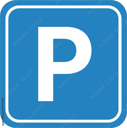 Blue Parking Sign Icon for Cars and Transportation