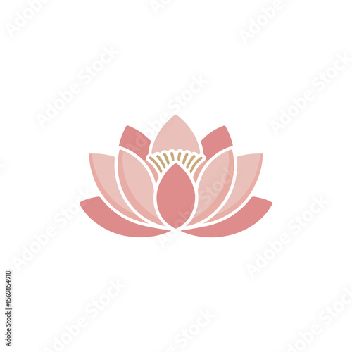Lotus Flower Vector Icon – Elegant Pink Lotus Symbol Illustration
