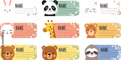 Cute animal name labels for kids school supplies personalized stickers for daycare and kindergarten supplies