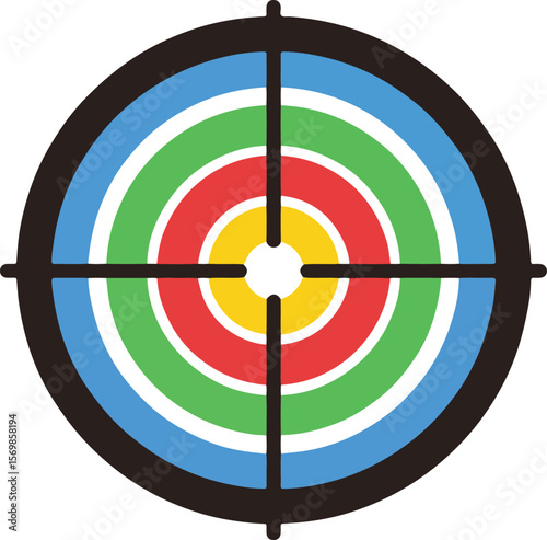 Colorful Target with Crosshairs for Business Goals and Accuracy