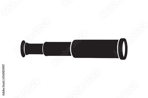 Spyglass silhouette vector art illustration on white background