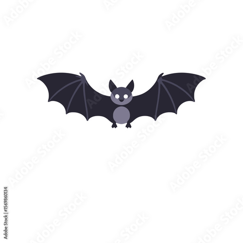 Cute Cartoon Bat Illustration-Spooky Halloween Decor Element-Kids Friendly Bat Graphic-Funny Bat Clipart for Halloween Projects-Bat Vector Art for Print