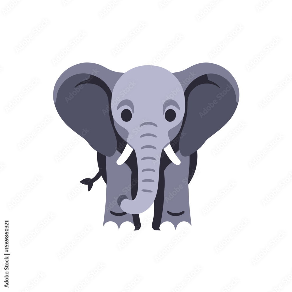 Fototapeta premium Cute Cartoon Elephant Illustration-Playful Baby Elephant Graphic for Kids-Adorable Animal Clipart for Educational Resources-Wildlife Character Design