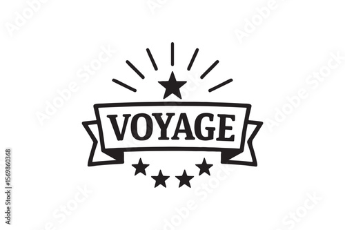Voyage celebration badge silhouette vector art illustration on white background