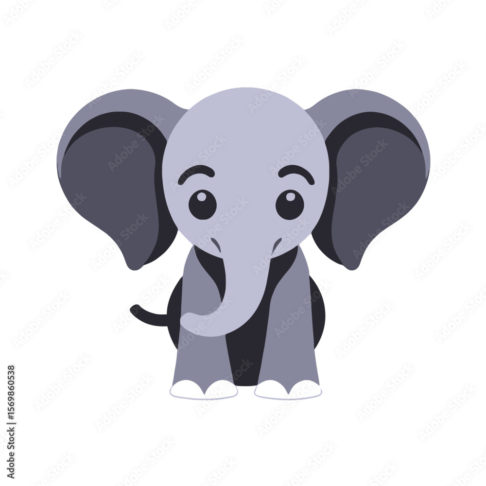 Fototapeta premium Cute Cartoon Elephant Illustration-Adorable Animal Character Design-Perfect for Kids Art and Baby Decor-Playful Elephant Clipart for Creative Projects