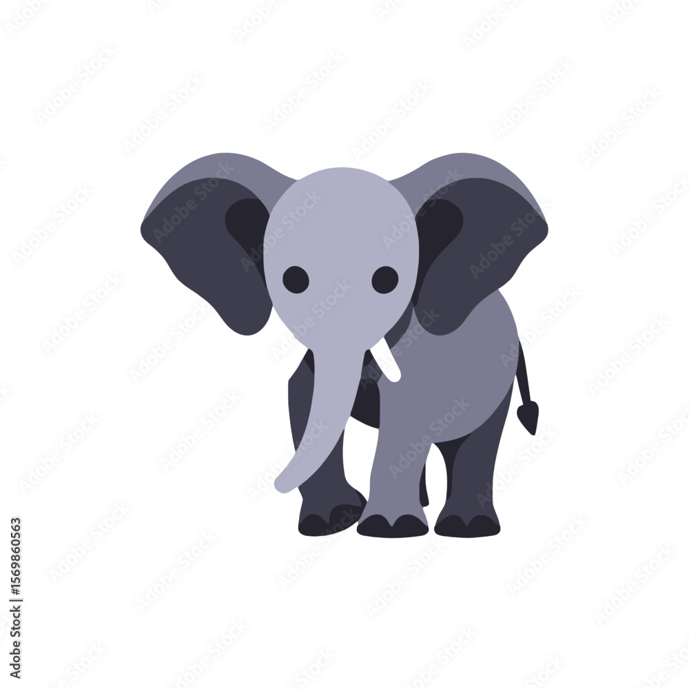 Fototapeta premium Cute Cartoon Elephant Illustration for Kids-Whimsical Animal Art for Children's Books-Elephant Clipart for Educational Resources-Adorable Graphic Design Element