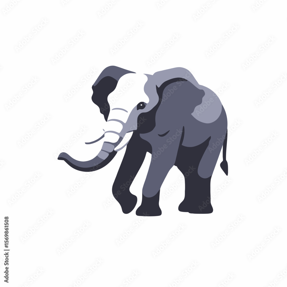Fototapeta premium Elephant Illustration-Cartoon Animal-Wildlife Art-African Safari Clipart-Cute Gray Elephant Graphic-Animal Design-Zoo Animal-African Elephant Image