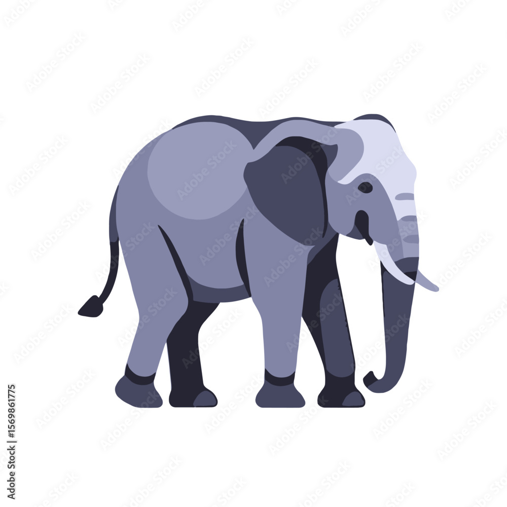 Obraz premium Illustration of a Gray Elephant Isolated on White Background-Cute Cartoon Elephant-Elephant Animal Vector Graphic-Wildlife Animal Clipart
