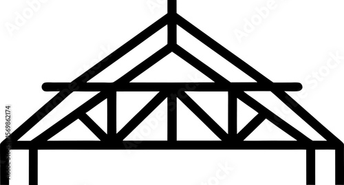 Structural Steel Truss Icon Black and White