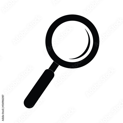 Simple Black Magnifying Glass Icon, Search, Investigation, Discovery Concept Illustration.