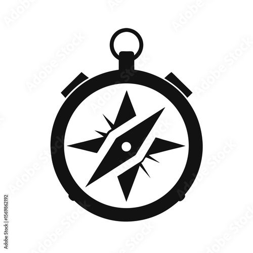 Bold Black Compass Icon,  Simple, Minimalist Design,  Guidance, Direction, Exploration, Adventure, Travel, Navigation,  Journey,  Success,  Goal,  Destination.