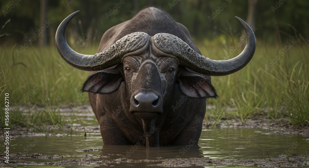 Obraz premium Buffalo standing in water