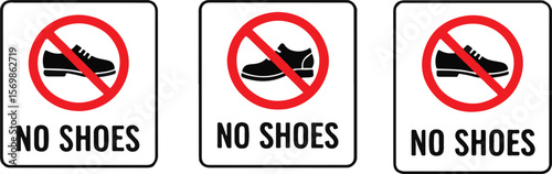 "No Shoes" Sign and Icon Set for Public and Private Areas