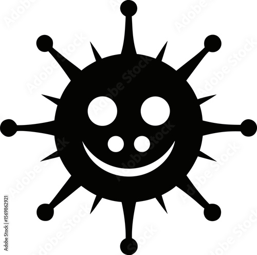black smiling virus with spikes clip art preview