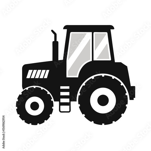 Modern enclosed cab tractor vector illustration on white background

