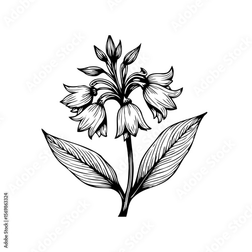 Elegant bellflower botanical illustration capturing the delicate beauty of nature for creative design projects and artistic expressions