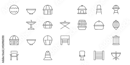 A collection of furniture and household items isolated on white background