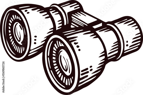 Hand drawn binoculars isolated on white background vintage sketch illustration of optical field glasses