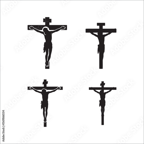 Jesus Christ Crucifixion and Cross Silhouette Vector Set Religious Faith & Easter Symbols
Black Cross & Crucifix Icons Collection Christian Religion, Faith, and Spiritual Art
Holy Crosses and Jesus