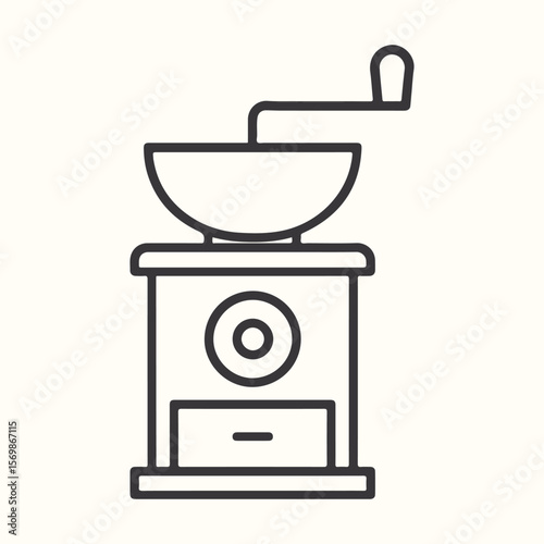 Coffee grinder machine with beans vector icon illustration set