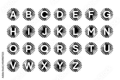 alphabet set logo with a modern spiral design in black and white color