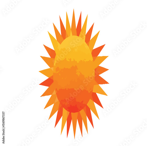 Vibrant orange sunburst design with watercolor texture, radiating warmth, energy, and a dynamic glow.