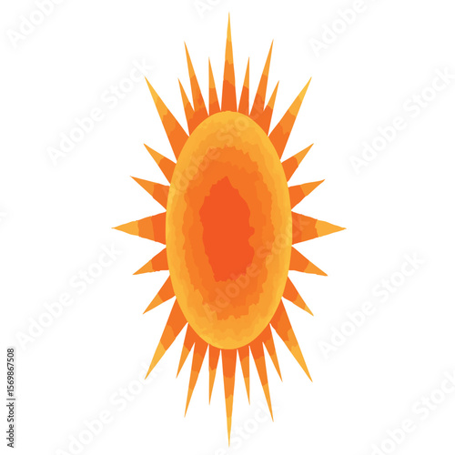 Vibrant orange sunburst design with watercolor texture, radiating warmth, energy, and a dynamic glow.