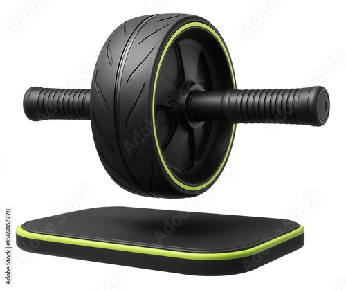 Wide wheel ab roller with integrated knee pad for floor protection during workouts