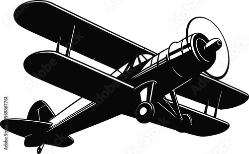 Black silhouette of a airplane on white background 