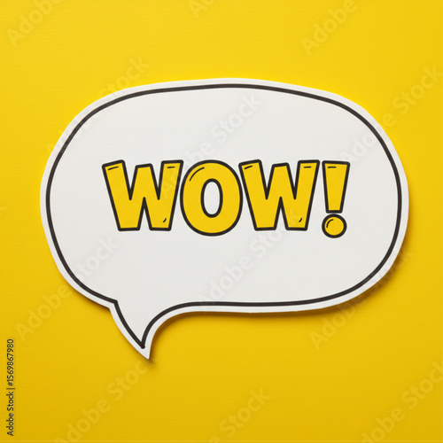 WOW! Speech Bubble with Yellow Text on Bright Background