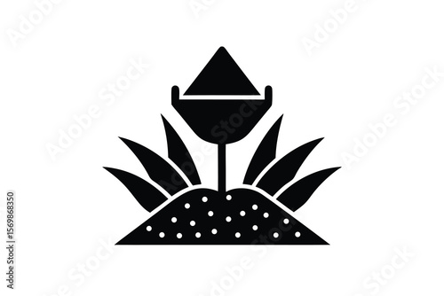 Agave plant with a margarita glass on top silhouette
