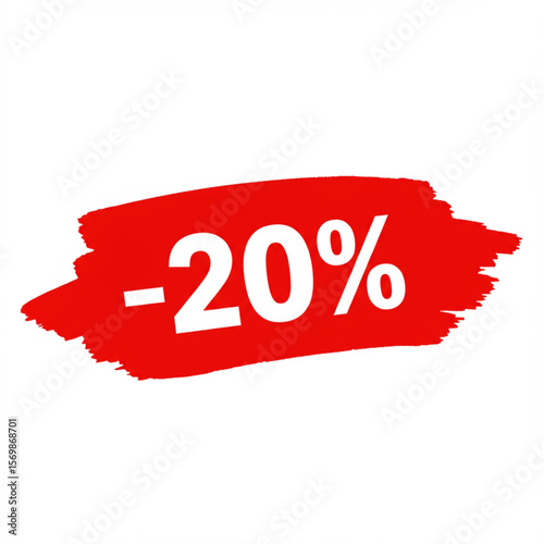-20% Off Discount Sale Red Brush Stroke Graphic Element