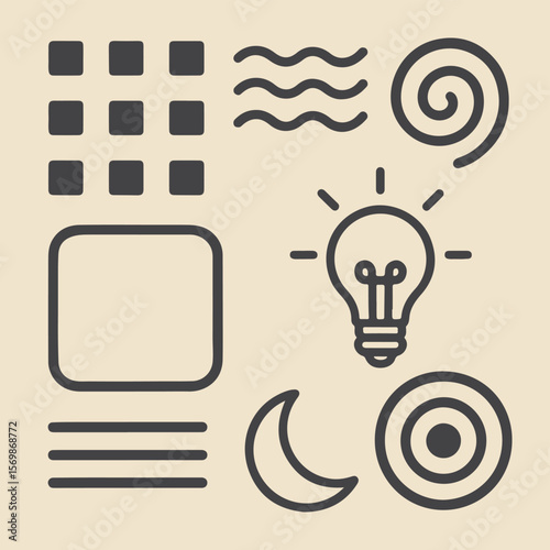 Light bulb icon set: A bright symbol of innovative energy and creative ideas