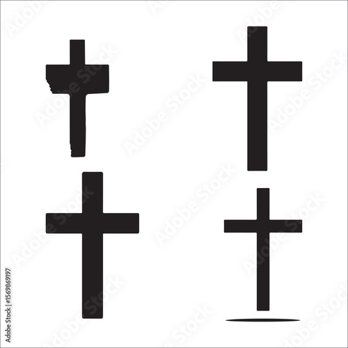 Jesus Christ Crucifixion and Cross Silhouette Vector Set Religious Faith & Easter Symbols
Black Cross & Crucifix Icons Collection Christian Religion, Faith, and Spiritual Art
Holy Crosses and Jesus